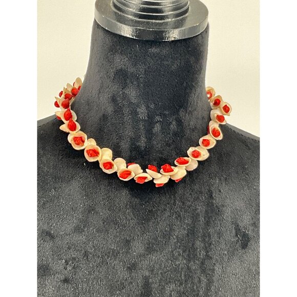 Shell & Coral Choker Necklace Womens Ocean-Inspired Jewelry With clear plastic H - Picture 1 of 4